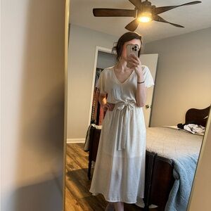 White Sleeveless Wrap Midi Sundress